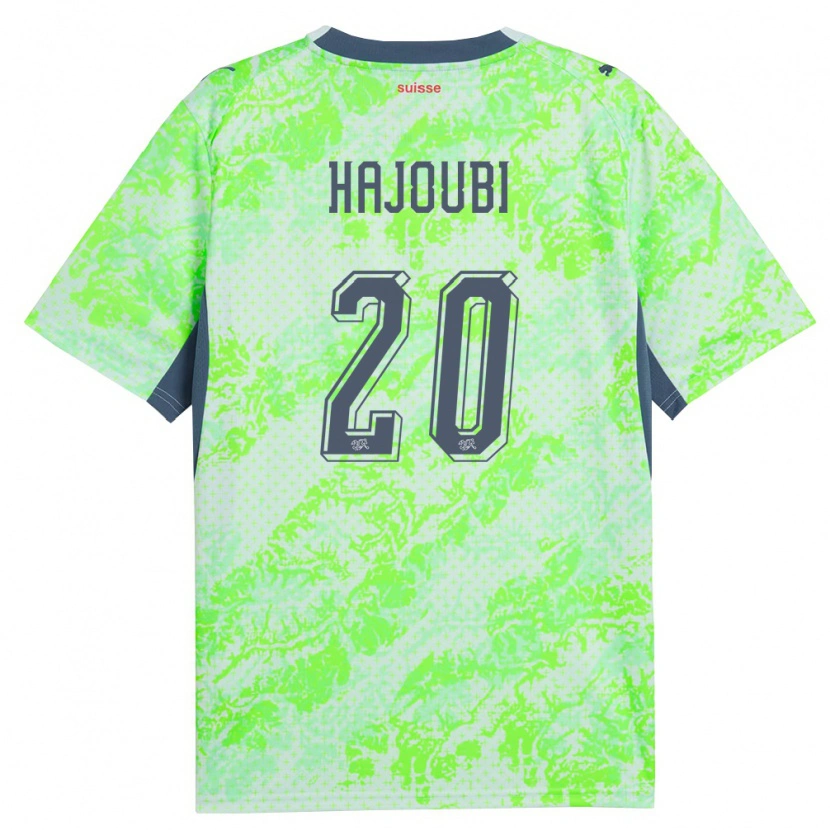 Danxen Women Switzerland Amin Hajoubi #20 Green Navy Away Jersey 26-28 T-Shirt