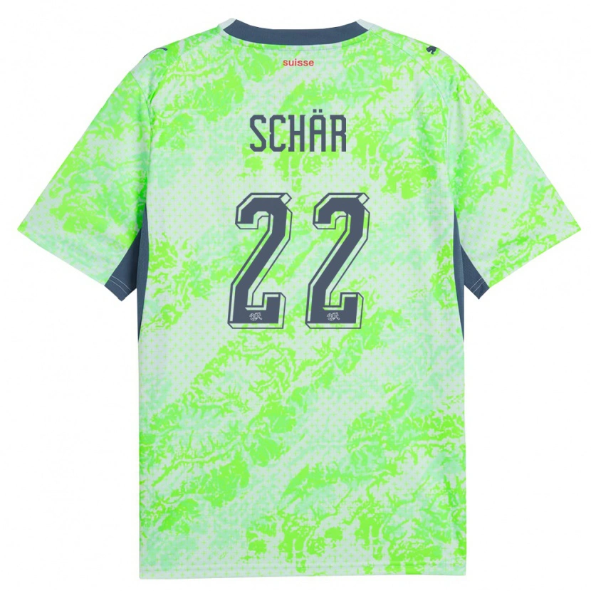 Danxen Women Switzerland Fabian Schar #22 Green Navy Away Jersey 26-28 T-Shirt