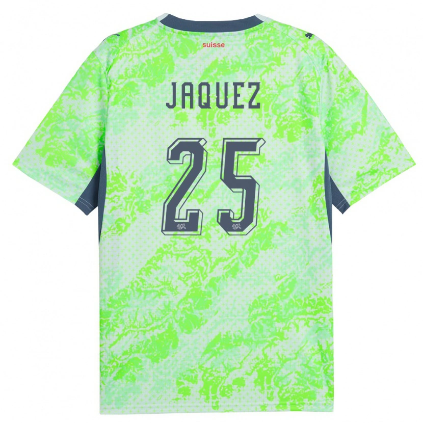 Danxen Women Switzerland Luca Jaquez #25 Green Navy Away Jersey 26-28 T-Shirt