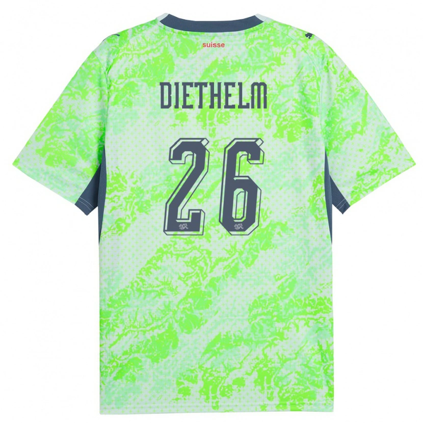 Danxen Women Switzerland Thierry Diethelm #26 Green Navy Away Jersey 26-28 T-Shirt