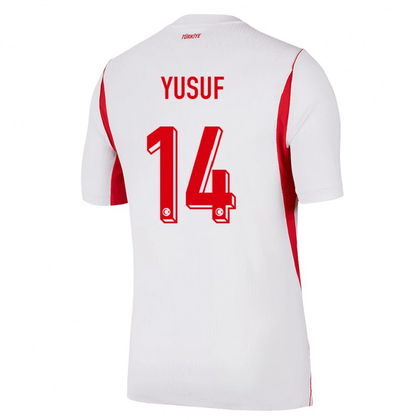 Danxen Women Turkey Yusuf Akçiçek #14 White Red Burgundy Away Jersey 26-28 T-Shirt