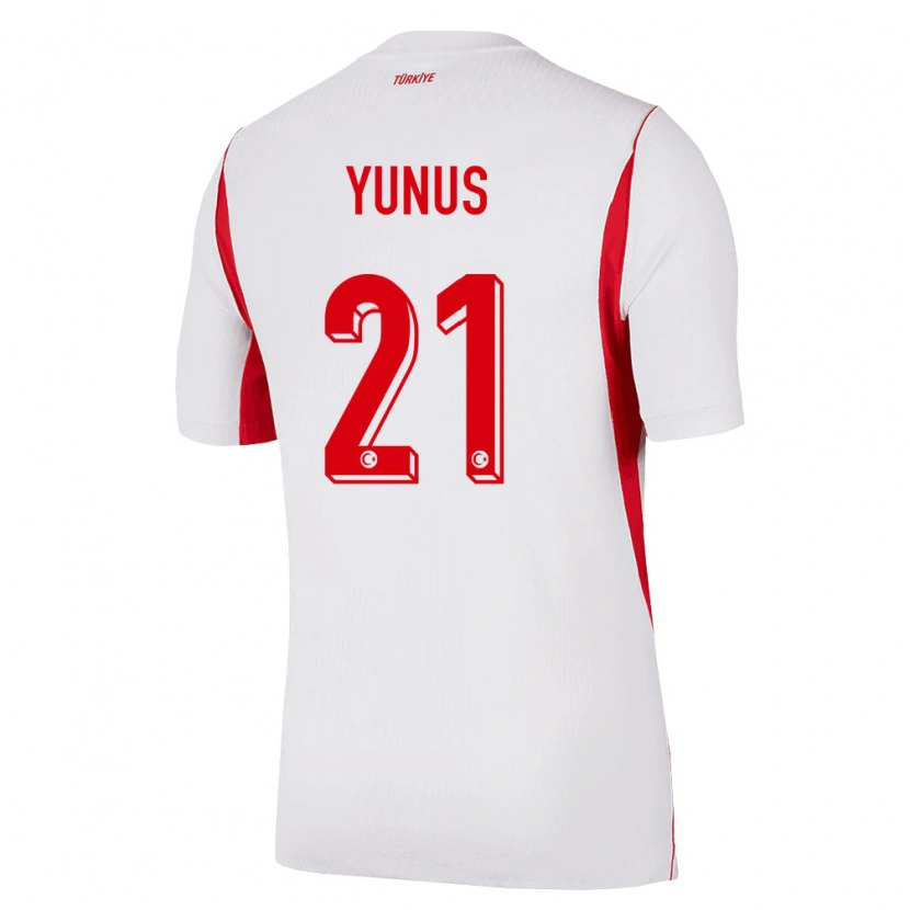 Danxen Women Turkey Yunus Akgün #21 White Red Burgundy Away Jersey 26-28 T-Shirt