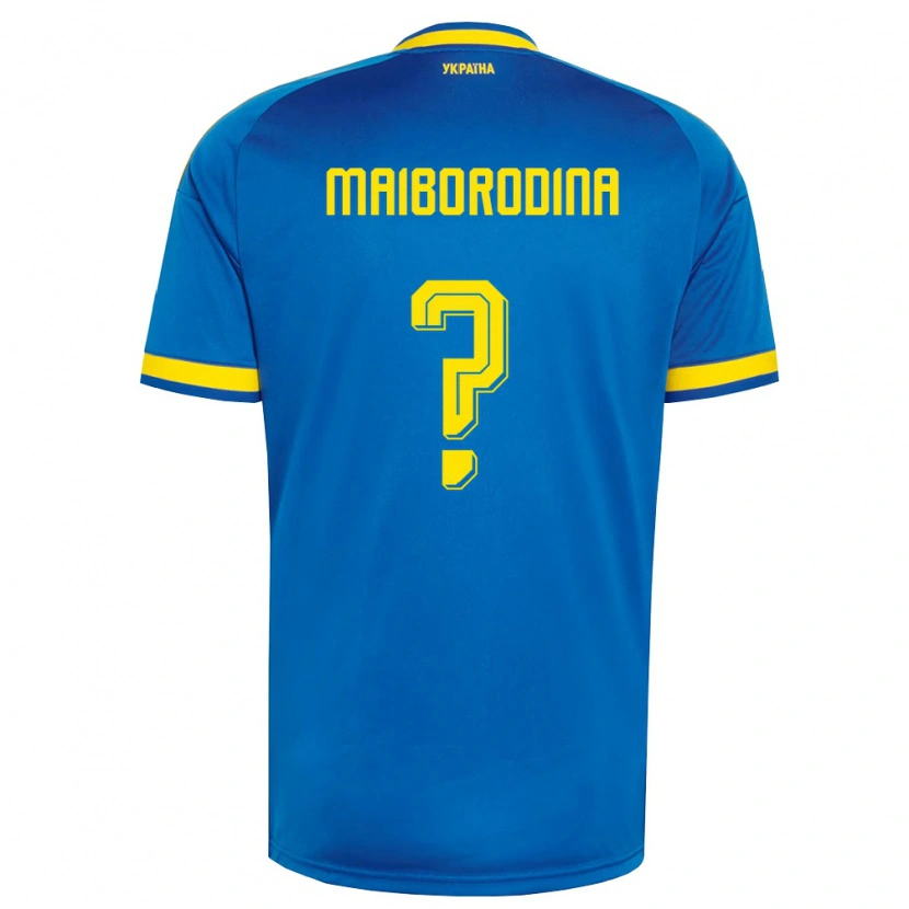 Danxen Women Ukraine Iryna Maiborodina #0 Blue Yellow Navy Away Jersey 26-28 T-Shirt
