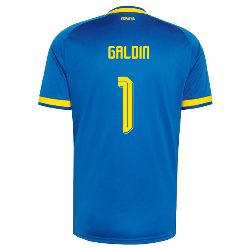 Danxen Women Ukraine Igor Galdin #1 Blue Yellow Navy Away Jersey 26-28 T-Shirt