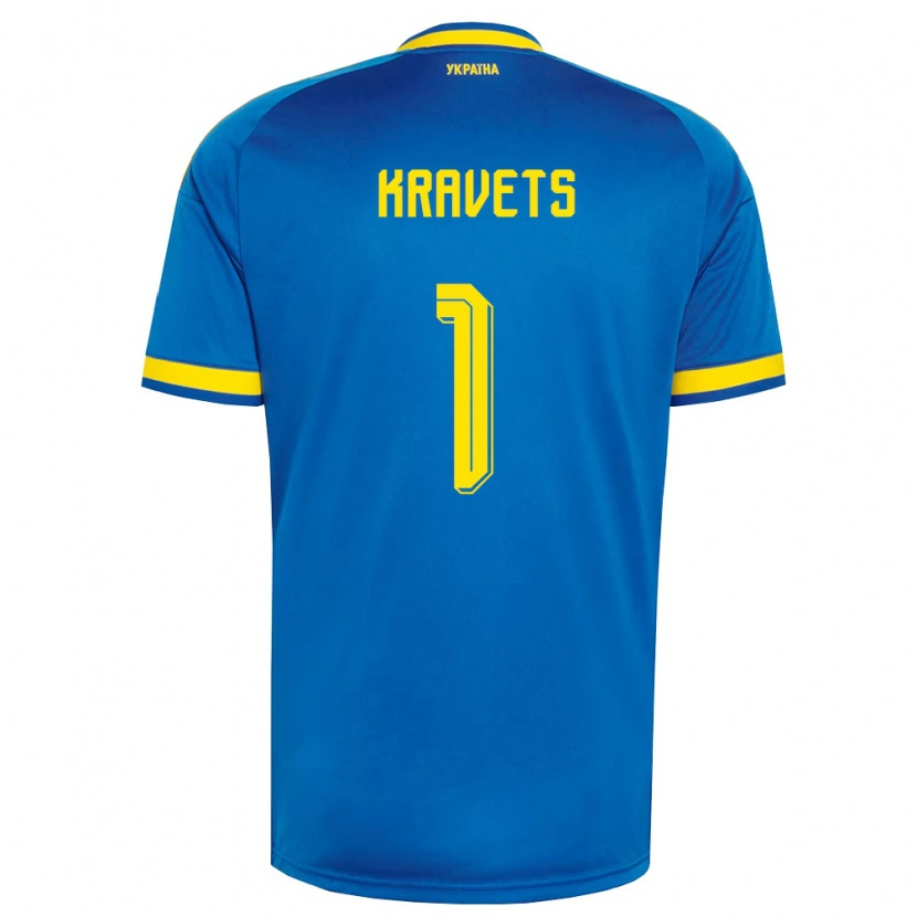 Danxen Women Ukraine Vladyslav Kravets #1 Blue Yellow Navy Away Jersey 26-28 T-Shirt