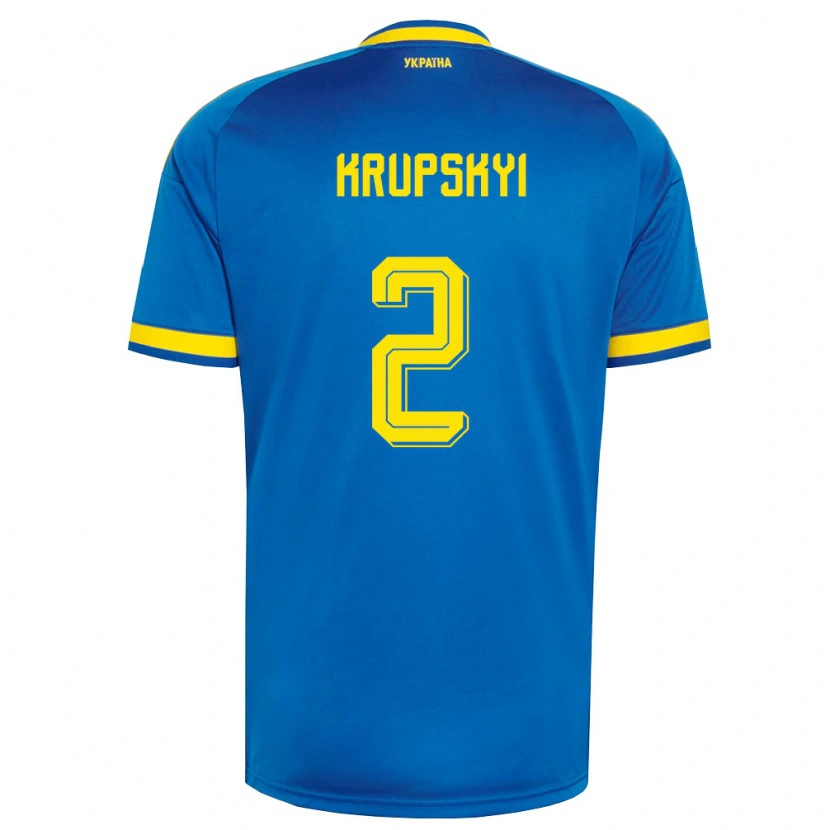 Danxen Women Ukraine Ilya Krupskyi #2 Blue Yellow Navy Away Jersey 26-28 T-Shirt