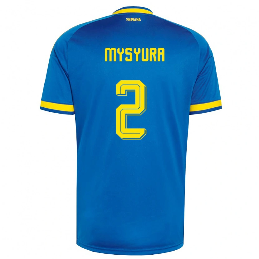 Danxen Women Ukraine Maksym Mysyura #2 Blue Yellow Navy Away Jersey 26-28 T-Shirt