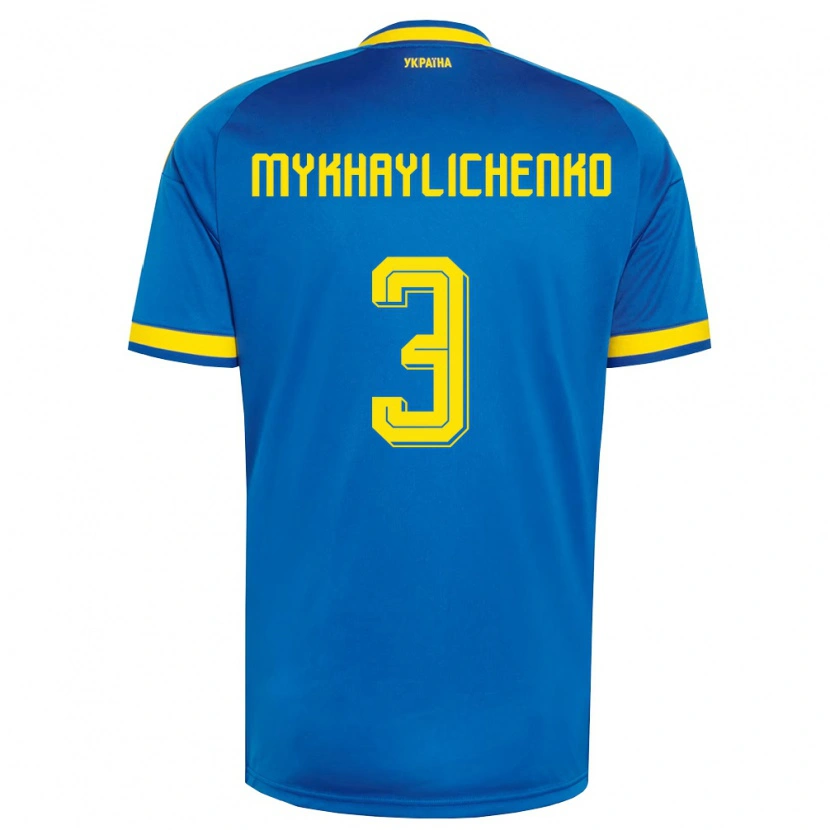 Danxen Women Ukraine Bogdan Mykhaylichenko #3 Blue Yellow Navy Away Jersey 26-28 T-Shirt