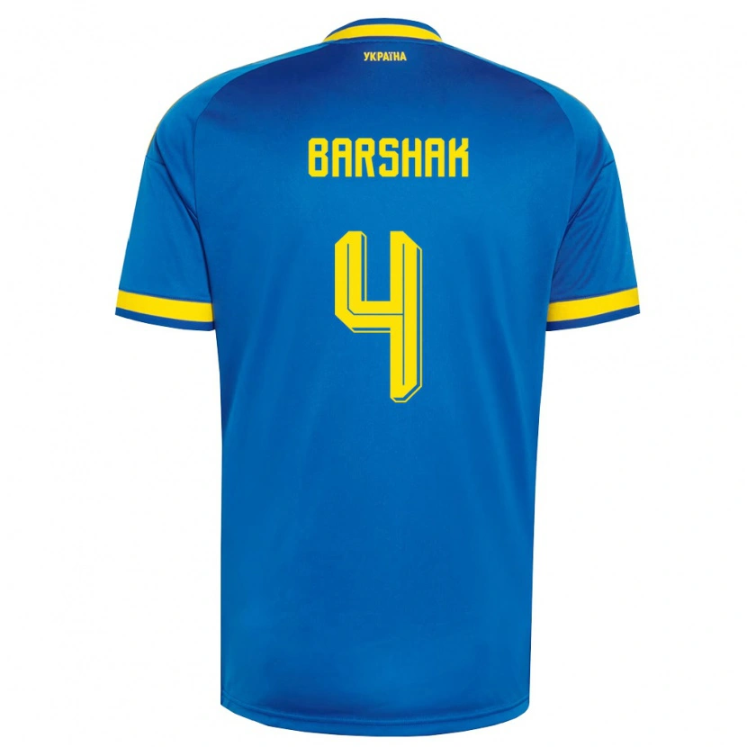 Danxen Women Ukraine Maksym Barshak #4 Blue Yellow Navy Away Jersey 26-28 T-Shirt