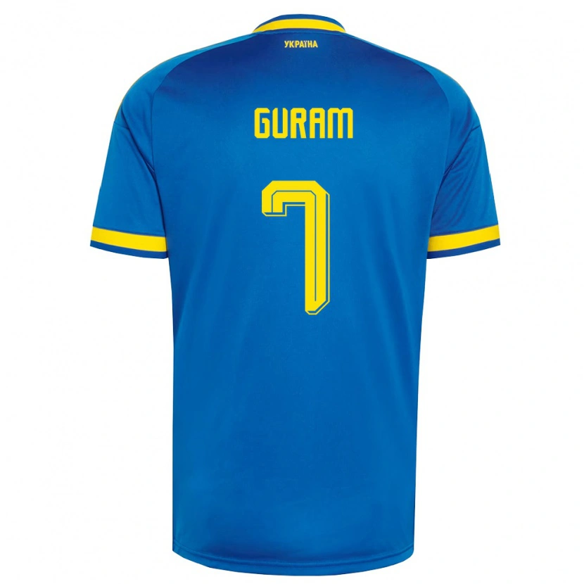 Danxen Women Ukraine Adam Guram #7 Blue Yellow Navy Away Jersey 26-28 T-Shirt