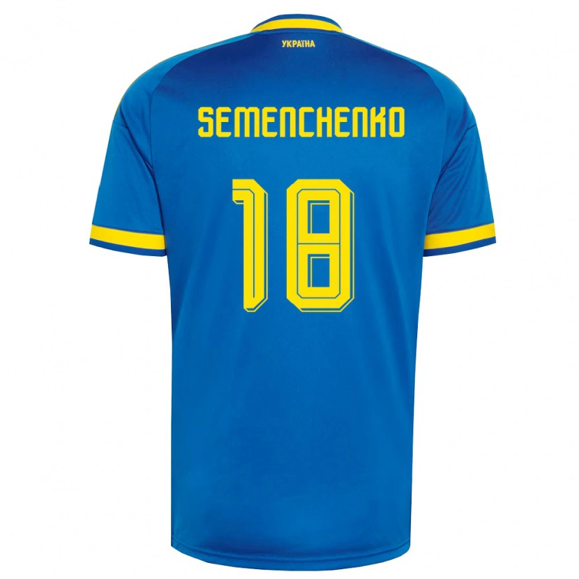 Danxen Women Ukraine Arseniy Semenchenko #18 Blue Yellow Navy Away Jersey 26-28 T-Shirt