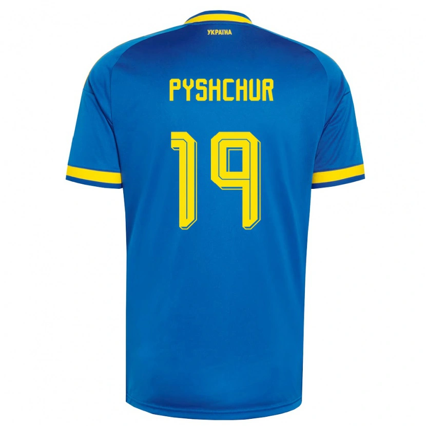 Danxen Women Ukraine Oleksandr Pyshchur #19 Blue Yellow Navy Away Jersey 26-28 T-Shirt