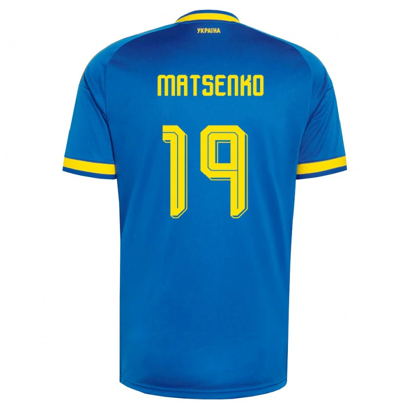 Danxen Women Ukraine Yegor Matsenko #19 Blue Yellow Navy Away Jersey 26-28 T-Shirt