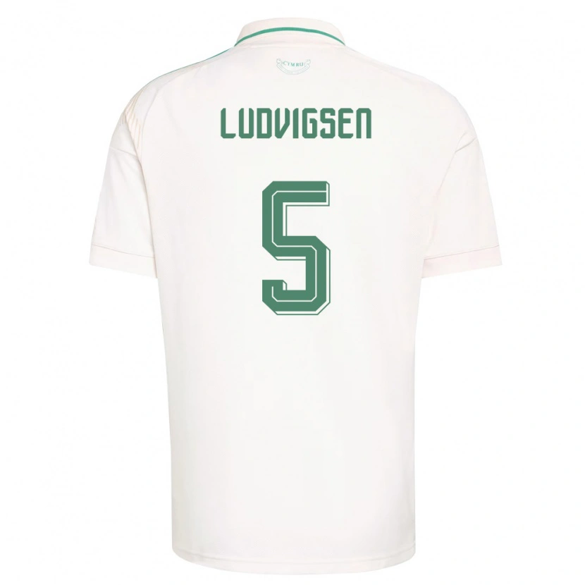 Danxen Women Wales Kai Ludvigsen #5 White Brown Green Away Jersey 26-28 T-Shirt