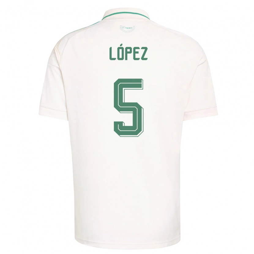 Danxen Women Wales Pablo López #5 White Brown Green Away Jersey 26-28 T-Shirt