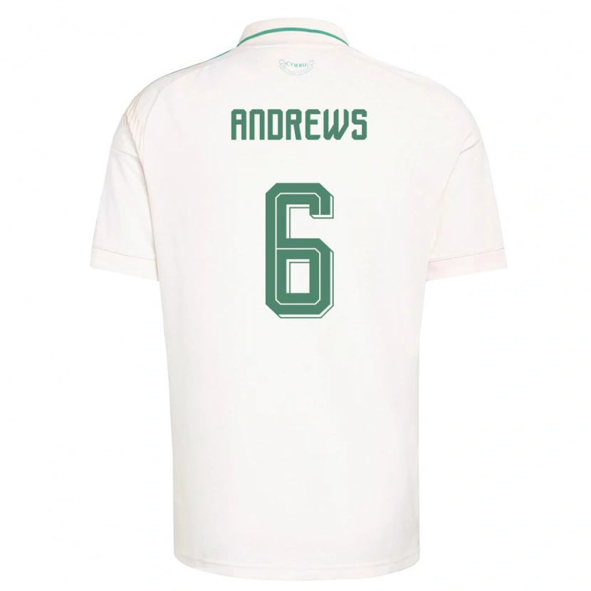 Danxen Women Wales Kai Andrews #6 White Brown Green Away Jersey 26-28 T-Shirt