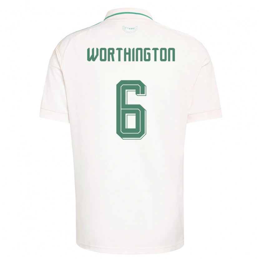 Danxen Women Wales Jacob Worthington #6 White Brown Green Away Jersey 26-28 T-Shirt