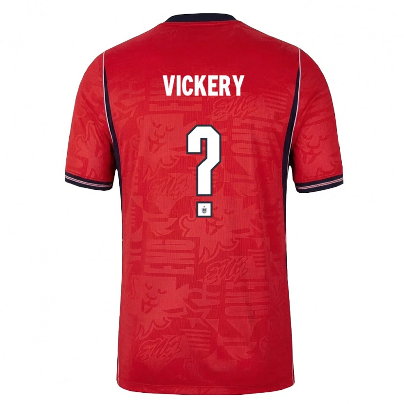 Danxen Women England Ben Vickery #0 Red Navy White Away Jersey 26-28 T-Shirt