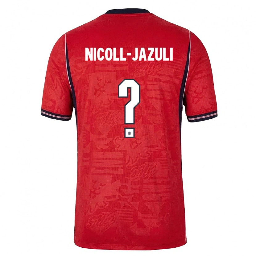 Danxen Women England Mahdi Nicoll-Jazuli #0 Red Navy White Away Jersey 26-28 T-Shirt