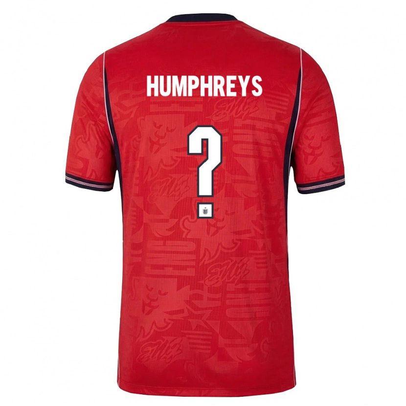 Danxen Women England Bashir Humphreys #0 Red Navy White Away Jersey 26-28 T-Shirt