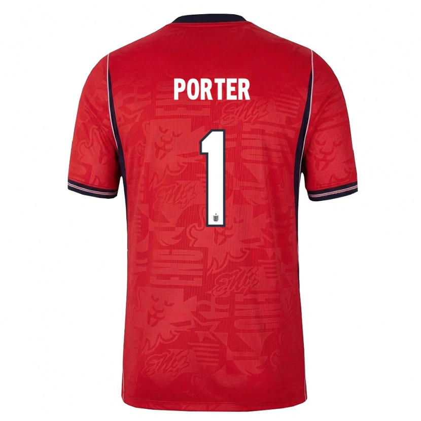 Danxen Women England Jack Porter #1 Red Navy White Away Jersey 26-28 T-Shirt