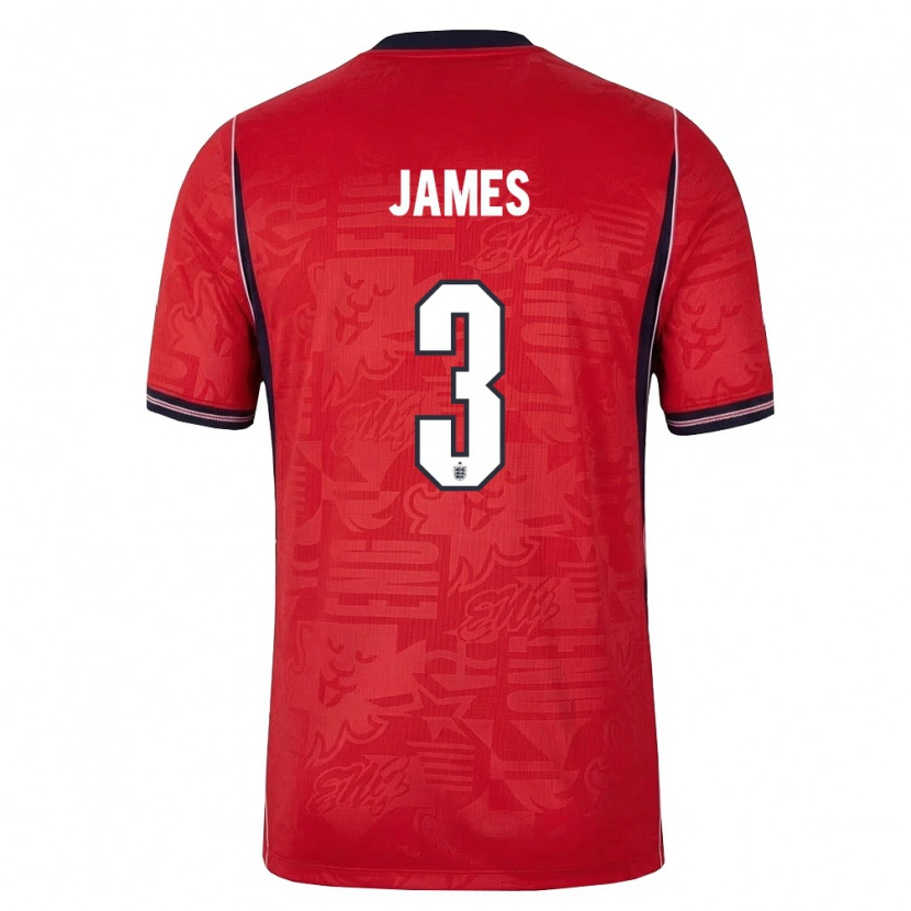 Danxen Women England Reece James #3 Red Navy White Away Jersey 26-28 T-Shirt