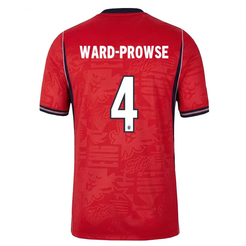 Danxen Women England James Ward-Prowse #4 Red Navy White Away Jersey 26-28 T-Shirt