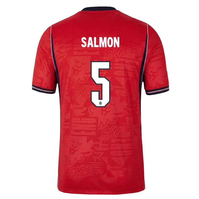 Danxen Women England Marli Salmon #5 Red Navy White Away Jersey 26-28 T-Shirt