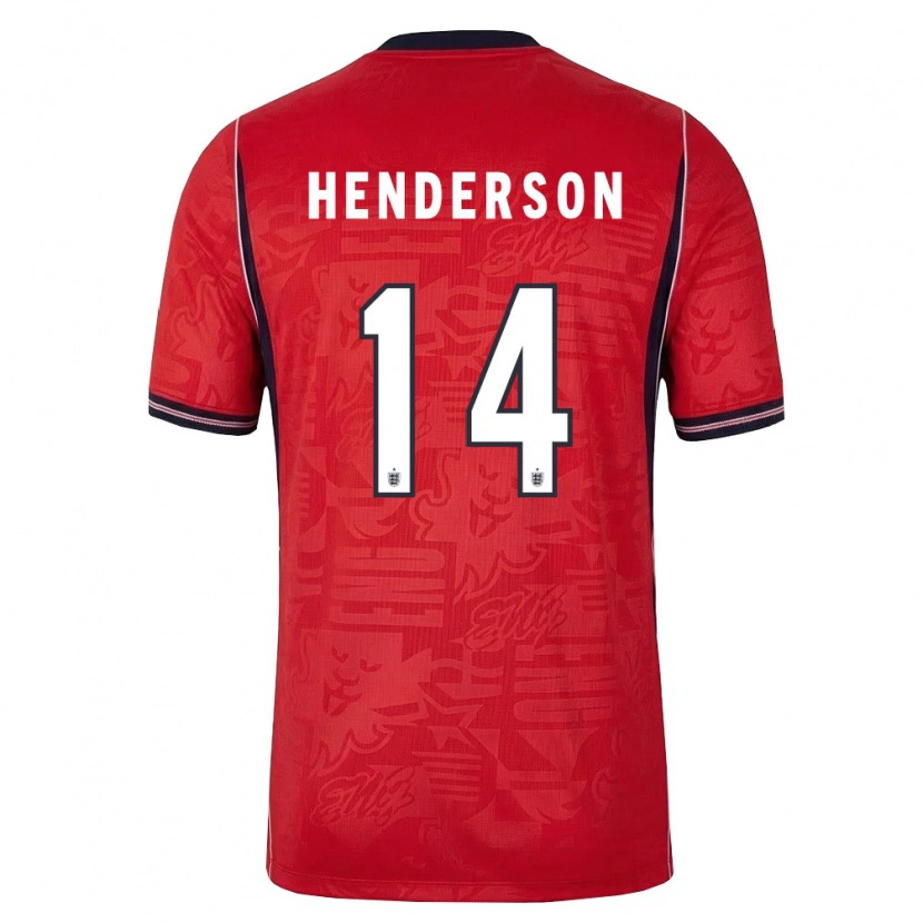 Danxen Women England Jordan Henderson #14 Red Navy White Away Jersey 26-28 T-Shirt