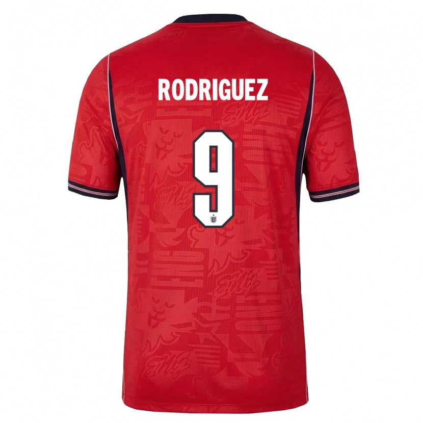 Danxen Women England Alejandro Gomes Rodríguez #9 Red Navy White Away Jersey 26-28 T-Shirt