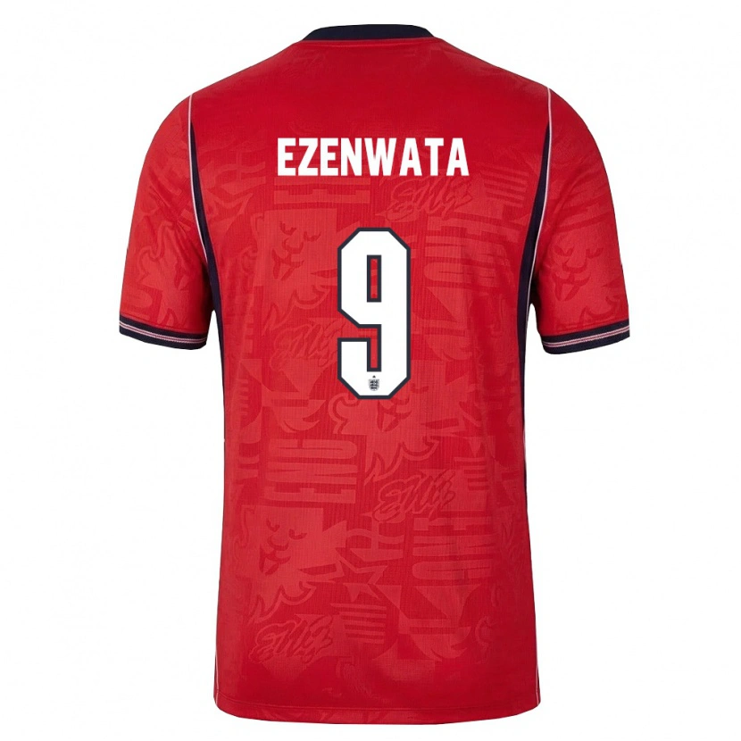 Danxen Women England Chizaram Ezenwata #9 Red Navy White Away Jersey 26-28 T-Shirt