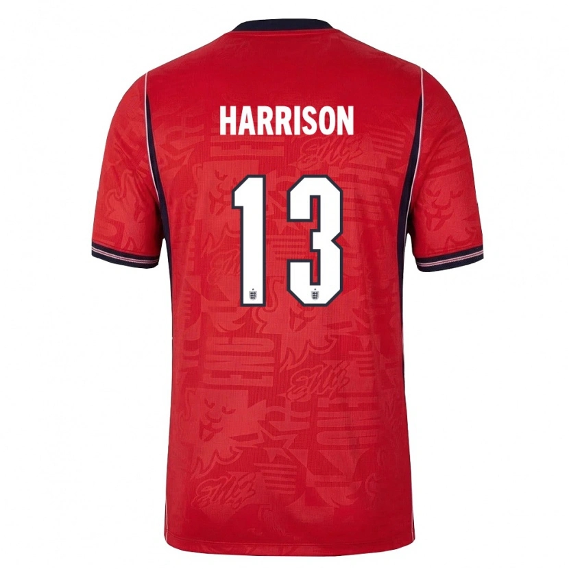 Danxen Women England Elyh Harrison #13 Red Navy White Away Jersey 26-28 T-Shirt