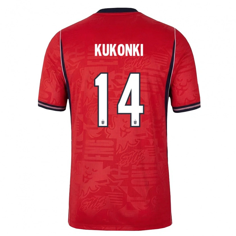Danxen Women England Godwill Kukonki #14 Red Navy White Away Jersey 26-28 T-Shirt