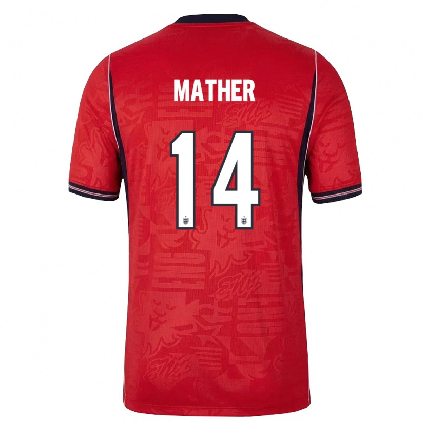 Danxen Women England Sam Mather #14 Red Navy White Away Jersey 26-28 T-Shirt