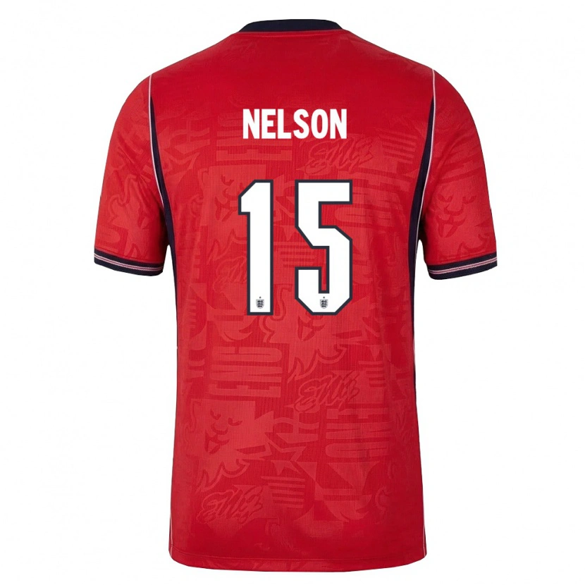 Danxen Women England Ben Nelson #15 Red Navy White Away Jersey 26-28 T-Shirt