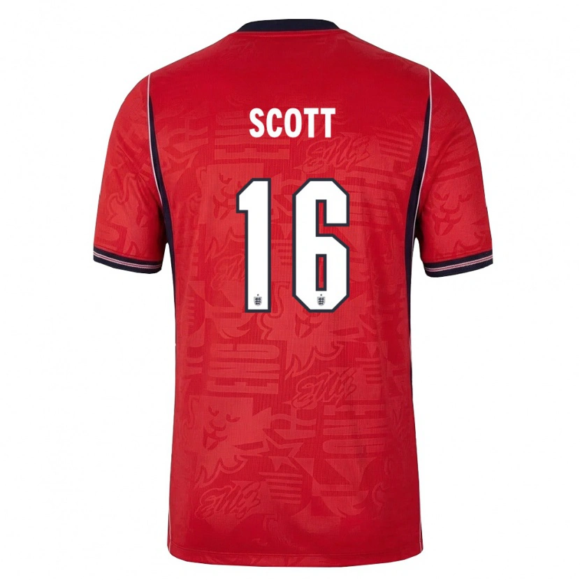 Danxen Women England Jill Scott #16 Red Navy White Away Jersey 26-28 T-Shirt