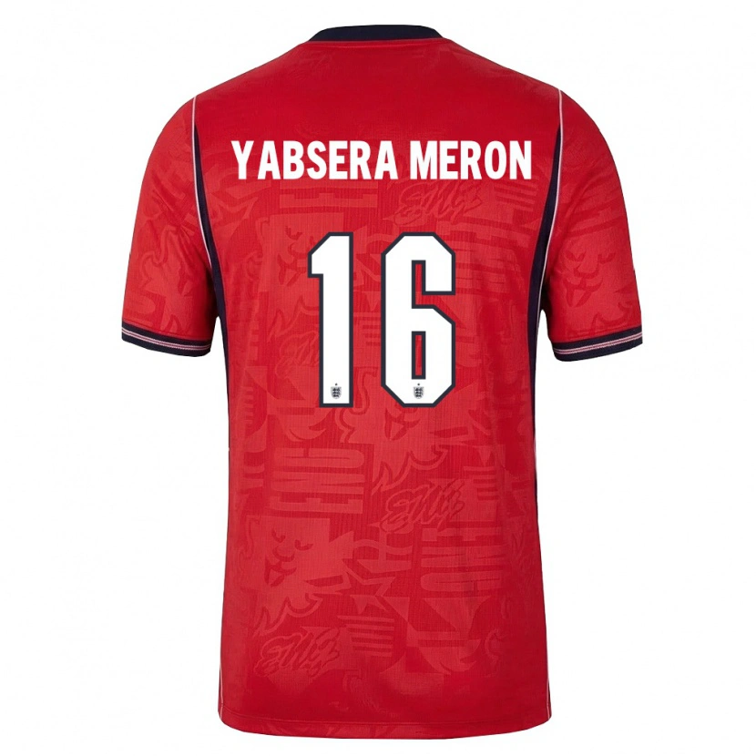 Danxen Women England Yabsera Meron #16 Red Navy White Away Jersey 26-28 T-Shirt