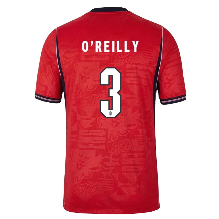 Danxen Women England Nico O'reilly #3 Red Navy White Away Jersey 26-28 T-Shirt