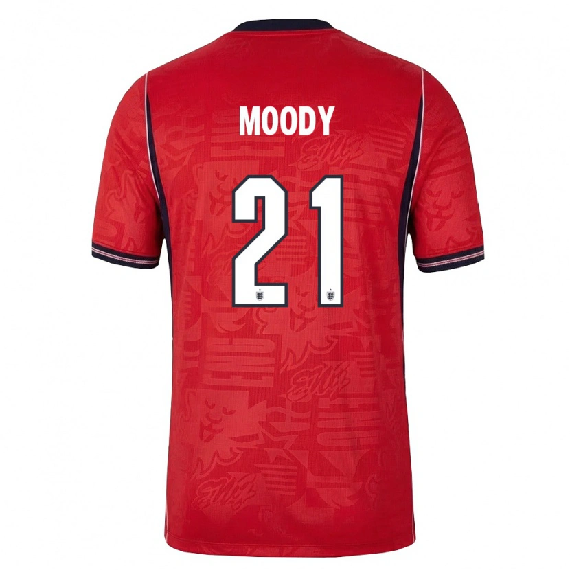 Danxen Women England Dylan Moody #21 Red Navy White Away Jersey 26-28 T-Shirt