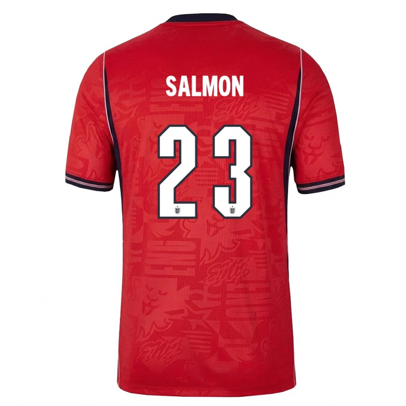 Danxen Women England Ebony Salmon #23 Red Navy White Away Jersey 26-28 T-Shirt