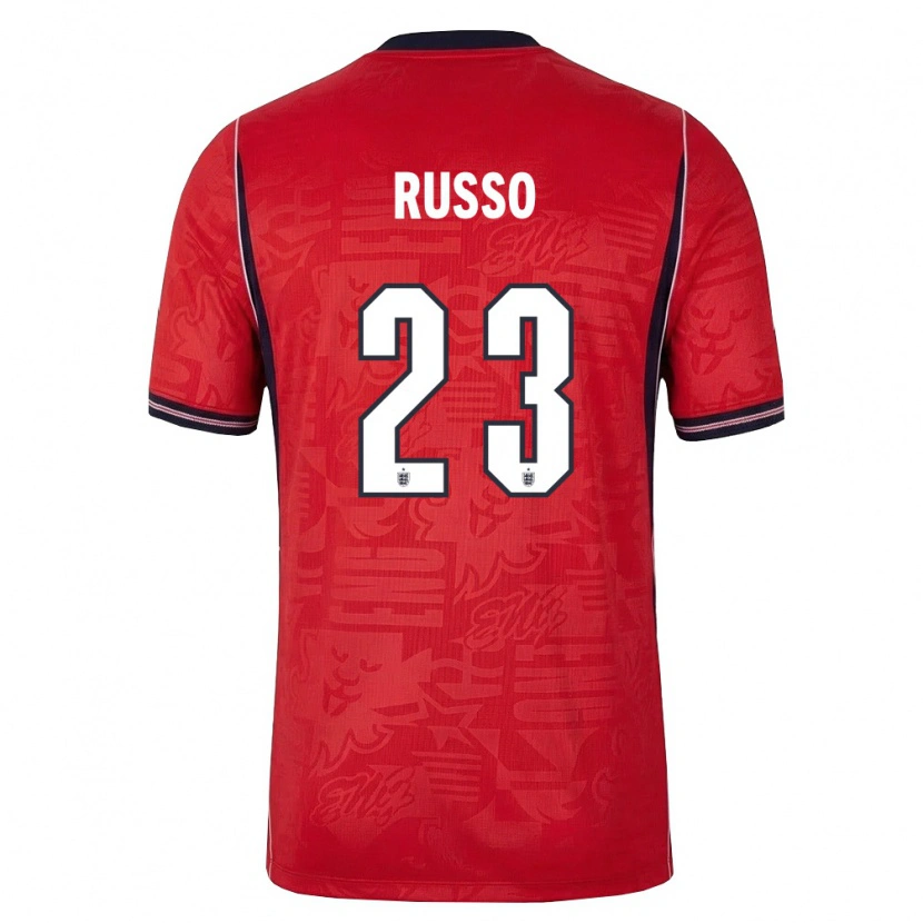 Danxen Women England Alessia Russo #23 Red Navy White Away Jersey 26-28 T-Shirt