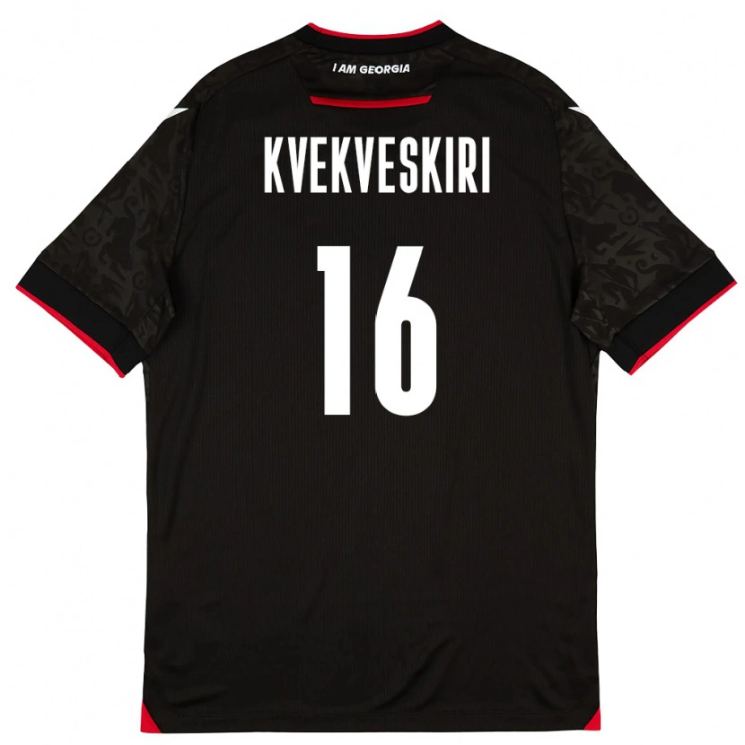 Danxen Women Georgia Nika Kvekveskiri #16 Black White Red Away Jersey 26-28 T-Shirt