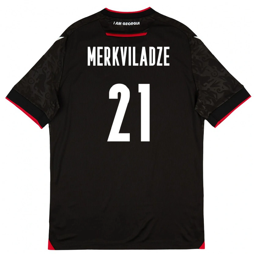 Danxen Women Georgia Dachi Merkviladze #21 Black White Red Away Jersey 26-28 T-Shirt