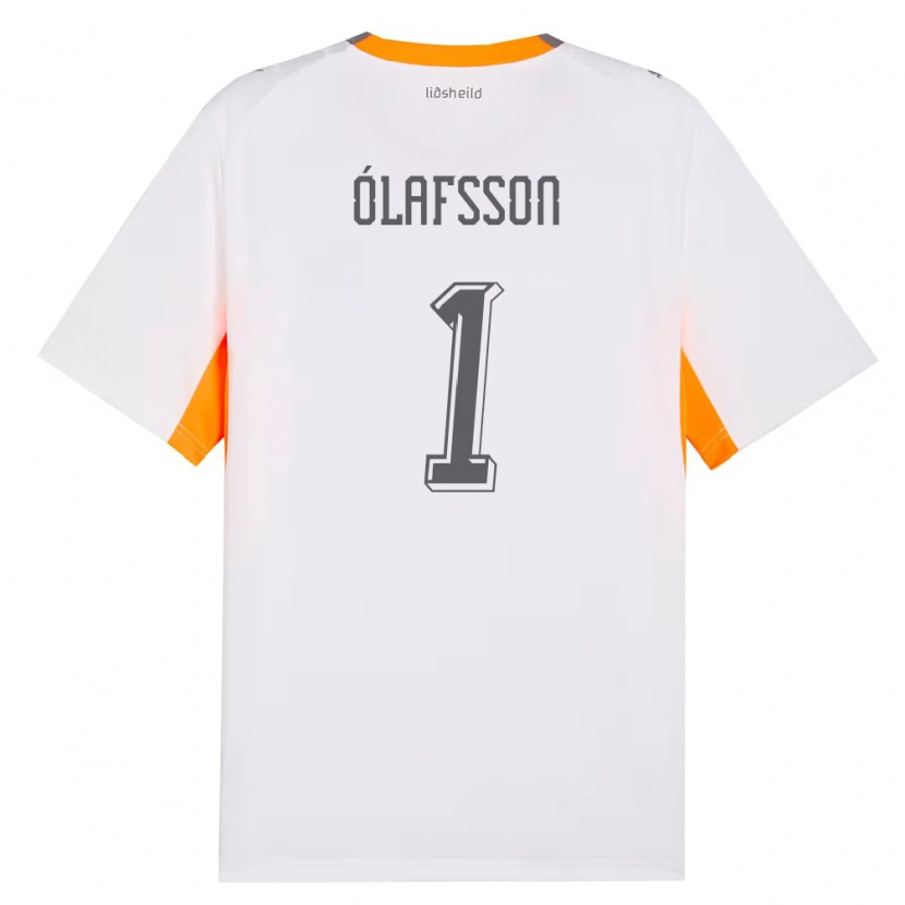 Danxen Women Iceland Elías Ólafsson #1 White Orange Gray Away Jersey 26-28 T-Shirt