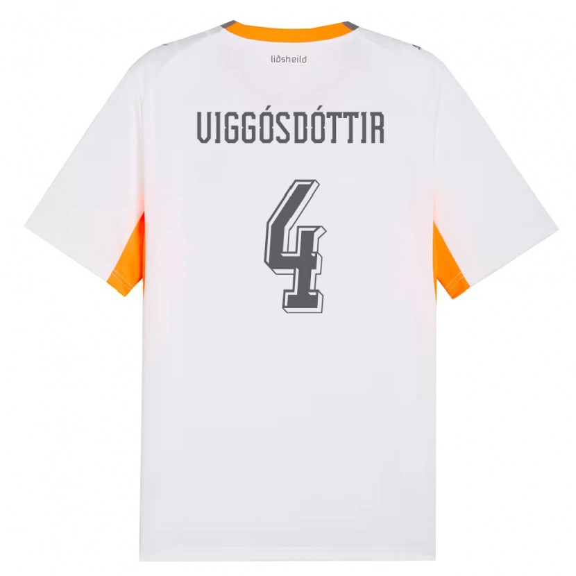 Danxen Women Iceland Glódís Perla Viggósdóttir #4 White Orange Gray Away Jersey 26-28 T-Shirt