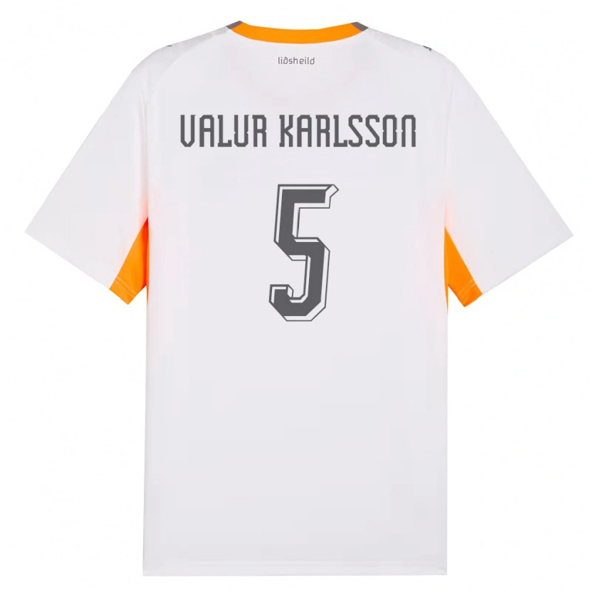 Danxen Women Iceland Egill Valur Karlsson #5 White Orange Gray Away Jersey 26-28 T-Shirt