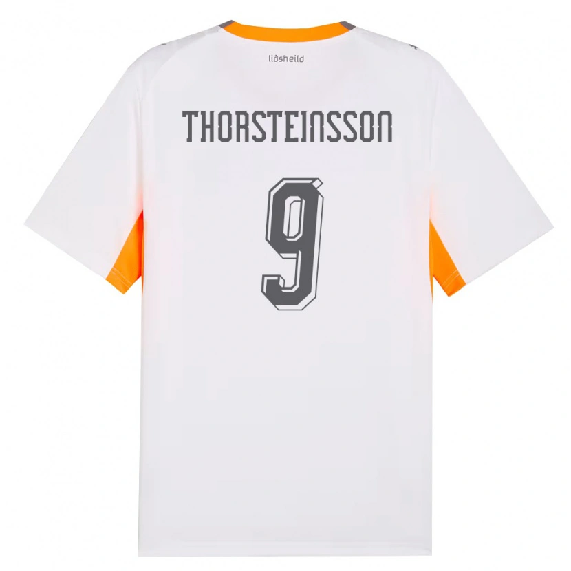 Danxen Women Iceland Birkir Thorsteinsson #9 White Orange Gray Away Jersey 26-28 T-Shirt