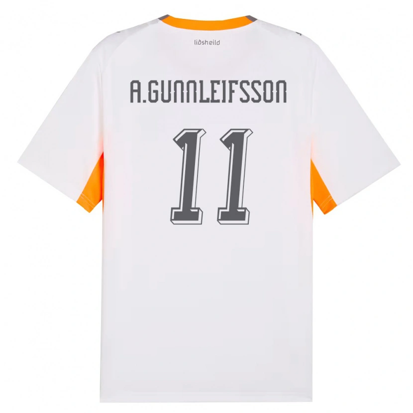 Danxen Women Iceland Arnar Bjarki Gunnleifsson #11 White Orange Gray Away Jersey 26-28 T-Shirt