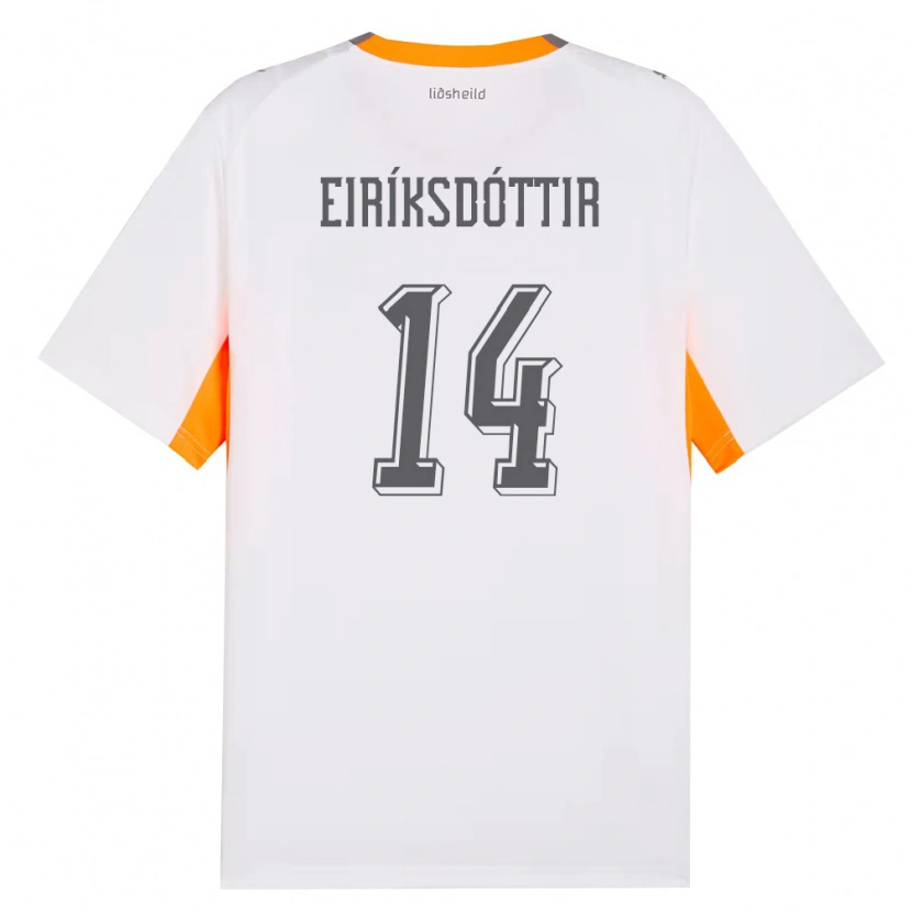 Danxen Women Iceland Hlín Eiríksdóttir #14 White Orange Gray Away Jersey 26-28 T-Shirt