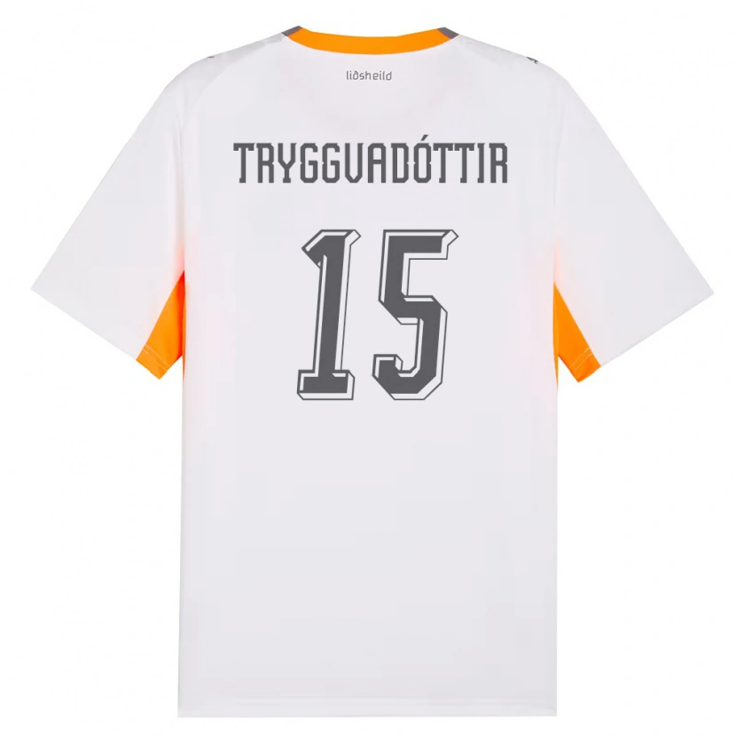 Danxen Women Iceland Katla Tryggvadóttir #15 White Orange Gray Away Jersey 26-28 T-Shirt